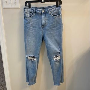 True Religion Starr Midrise Cropped Straight Distressed Jeans 30